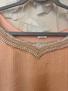 Peach Embellished Kurta