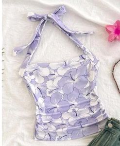 Floral Print Halter Neck Top