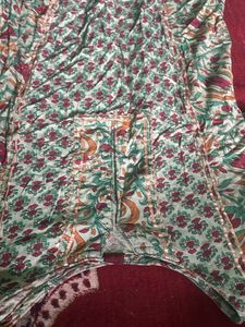 Green Floral Print Cotton Kurta