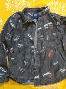 Cool Graphic Print Denim Shirt