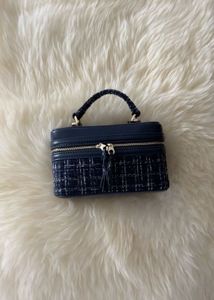 Zara navy blue tweed vanity bag