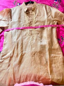 Men's Golden Embroidered Kurta