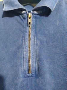 Vintage Blue Polo with Brass Zipper