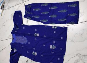 Royal Blue Floral Print Blouse 3XL