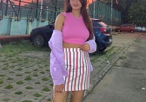 Pink crop top with frill sleeves