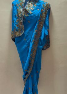Beautiful Blue Embellished Saree