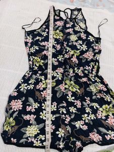 Floral Print Romper with sexy back