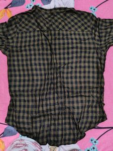 Green Checked Long Sleeve Top