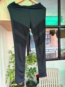 Stylish Black Mesh Panel Leggings