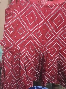 Red Bandhani Print Kurti