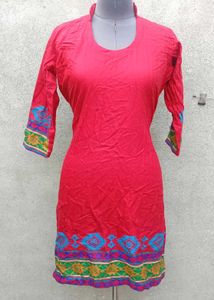 Vibrant Red Embroidered Kurta