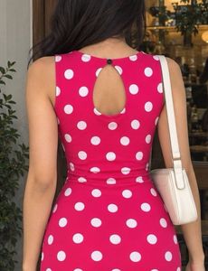 Hot Pink Polka Dot Sleeveless Dress