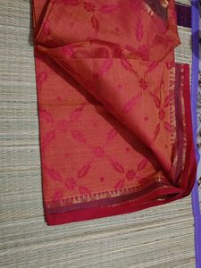Beautiful Orange Saree with Red Border