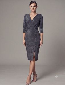 Sparkly V-Neck Midi Dress