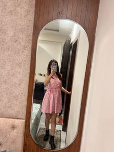 Pink Floral Fit &amp; Flare Mini Dress