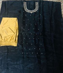 Black Organza Kurta Dress Material With Pants