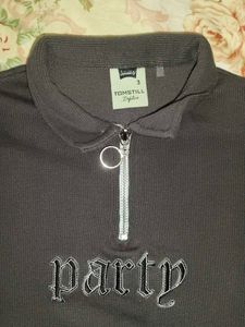 Cropped "Party" Zip-Up Top