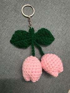 Handmade Crochet Cherry Keychain