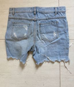 Distressed Light Wash Denim Shorts