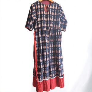 Black Printed Floor Length Anarkali Dress