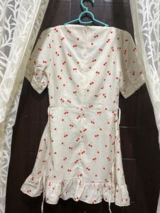 Cute Korean Cherry Print ruffle Mini Dress