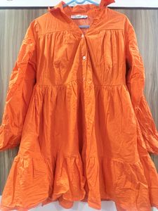 Orange Babydoll Mini Dress