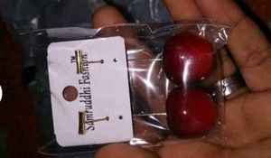 Cherry Red Edgy Beach Hanging Earrings...