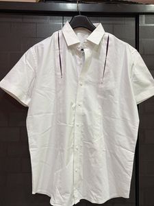 Men's White Short Sleeve Shirt self designed stitc