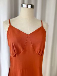 Orange Spaghetti Strap Midi Dress
