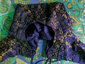 Royal Blue Floral Brocade Blouse