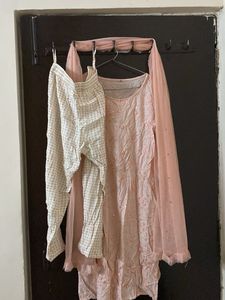 Pink Kurta with Floral Embellishments