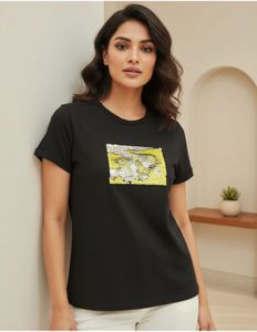 Sparkling Sequin Detail Black T-Shirt