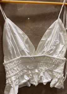 White Summer Smocked Halter Top