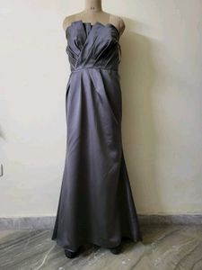 Elegant Grey Strapless Maxi Dress