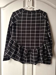 Calvin Klein Grid Print Peplum Top