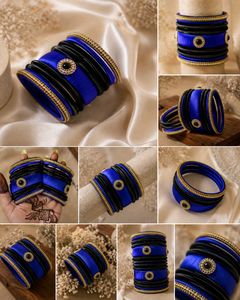 Blue &amp; Black Silk Thread Jewellery Set