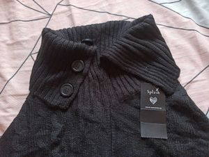Stylish Black Knit Poncho