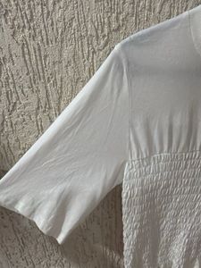 White Smocked Cropped Top