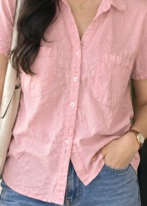 Chic Pink Striped Button-Up Shirt