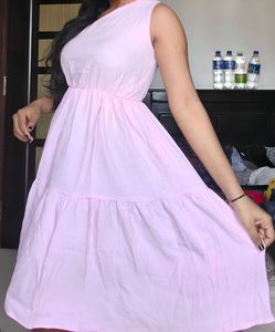 Cute Pink Tiered Midi Dress