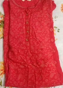 Red Foil-Printed Kurta