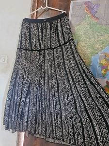 Boho Black & White Print Maxi Skirt