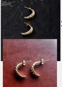 SHEIN Gold Croissant & Heart Earrings Combo
