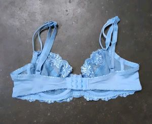 Lace Trimmed Blue Bra