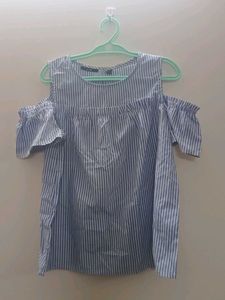 Striped Cold Shoulder Top
