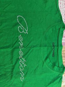 Green Benetton T-Shirt with Rhinestones