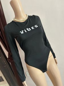 Black "Vibes" Bodysuit