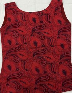 Red Paisley Print Sleeveless Top