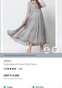 SPERA Grey Embroidered Fit &amp; Flare Dress Size XXL