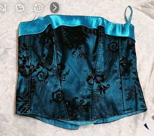 Teal Brocade embroidery Corset